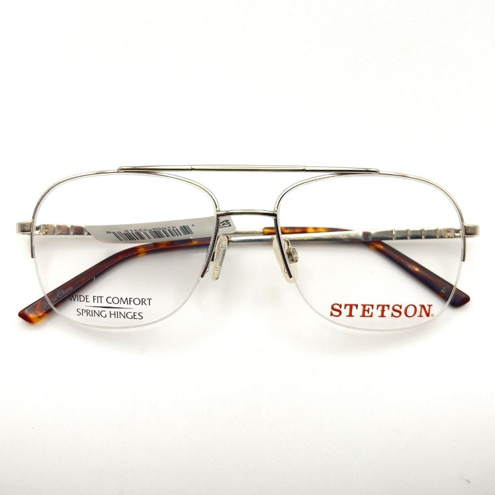 Stetson XL31 057 Zyloware Eyeglass Frame Flex Aviator Metal Gold Wide 59-18-150